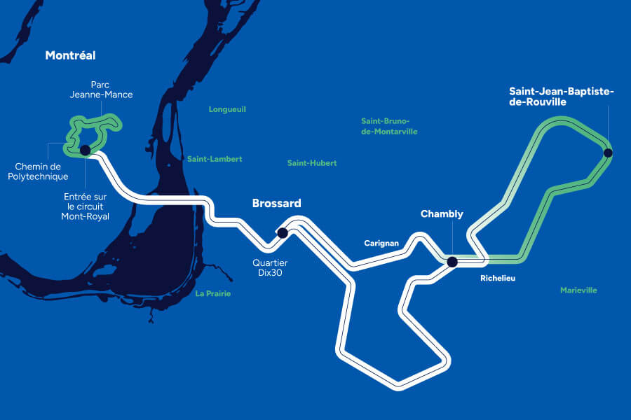 Carte du circuit Montréal et Rive-Sud.